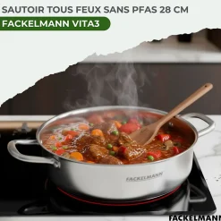 Sautoir 28 cm en inox 18/10 Triply Fackelmann Vita3