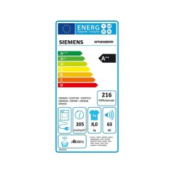 Sèche-linge pompe à chaleur - IQ300 - 8,0 kg - Classe énergie A++ - Tam SIEMENS - WT43H00DFR