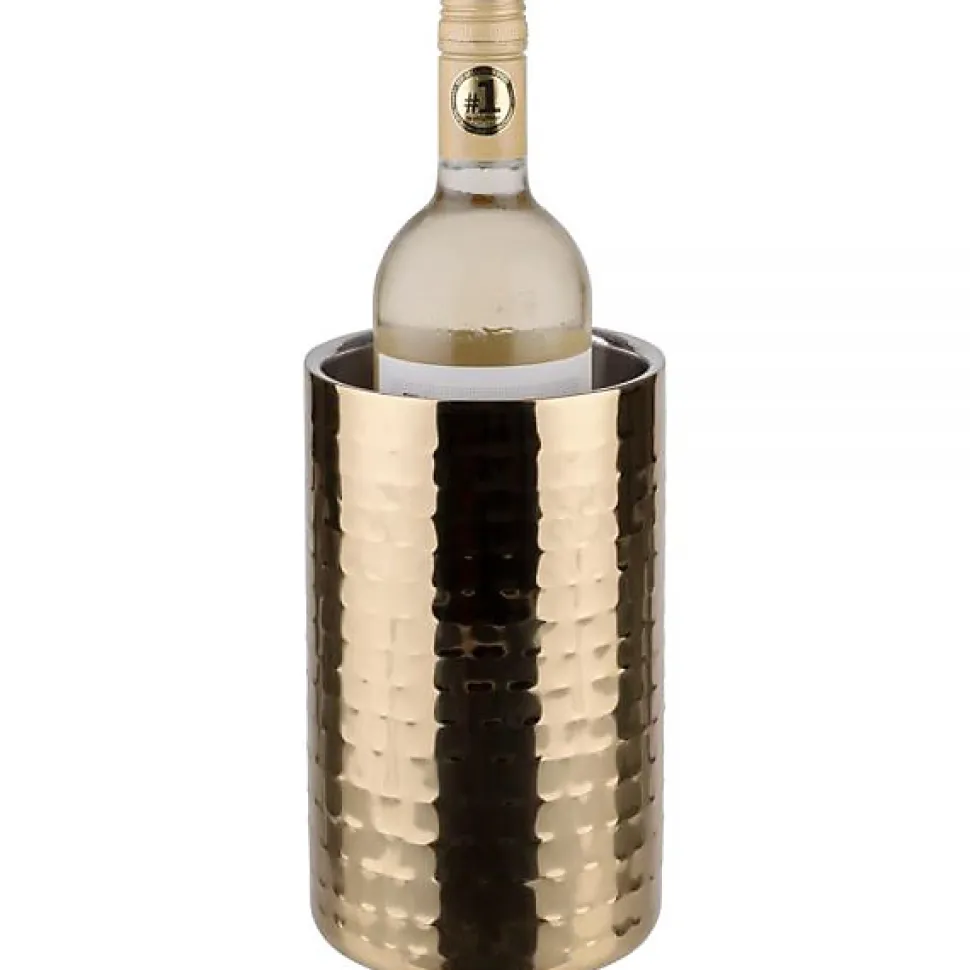 Seau à bouteille en inox finition dorée élégante