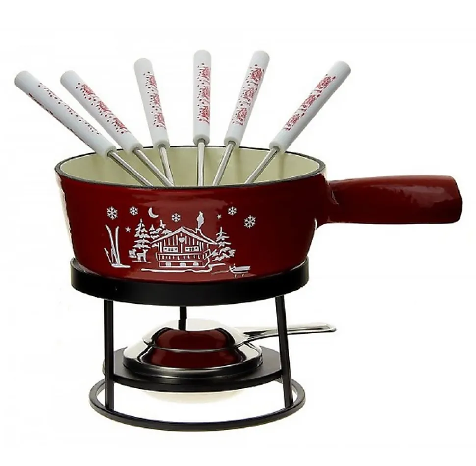 Service à fondue chalet rouge Tableandcook HHF-078 chalet