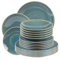 Service d'assiettes 18 pièces Moon lagon