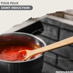 Set 3 casseroles 12 16 et 20 cm en inox et 6 ustensiles inox Fackelmann Geneva