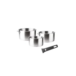 Set 3 casseroles inox 16 / 18 / 20 cm + poignée Lacor 56610 combi