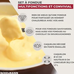 Set à fondue Savoyarde 4 personnes fonte émaillée Fackelmann
