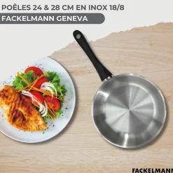 Set 2 poêles 24 et 28 cm en inox Fackelmann Geneva