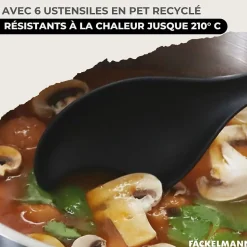 Set 2 poêles 20 et 28 cm en inox, couvercles verre et 6 ustensiles Fackelmann Geneva