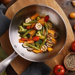 Set 1 wok 28cm inox avec couvercle Inox - Gourmet par Cuisinox