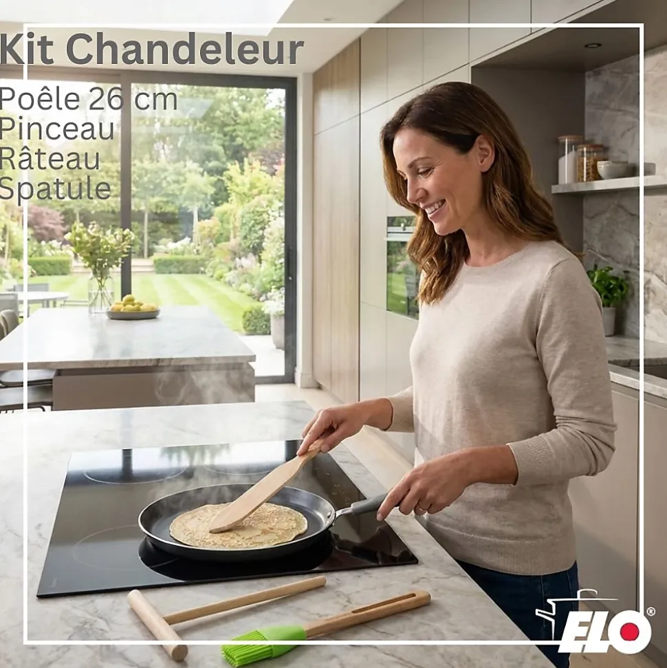 Set chandeleur avec crêpière 26 cm et 3 ustensiles Elo Ducato