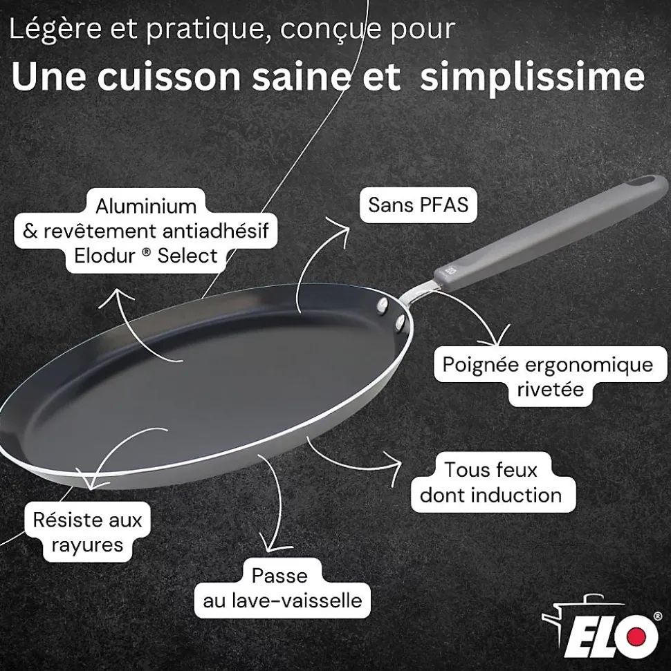 Set chandeleur avec crêpière 26 cm et 3 ustensiles Elo Ducato