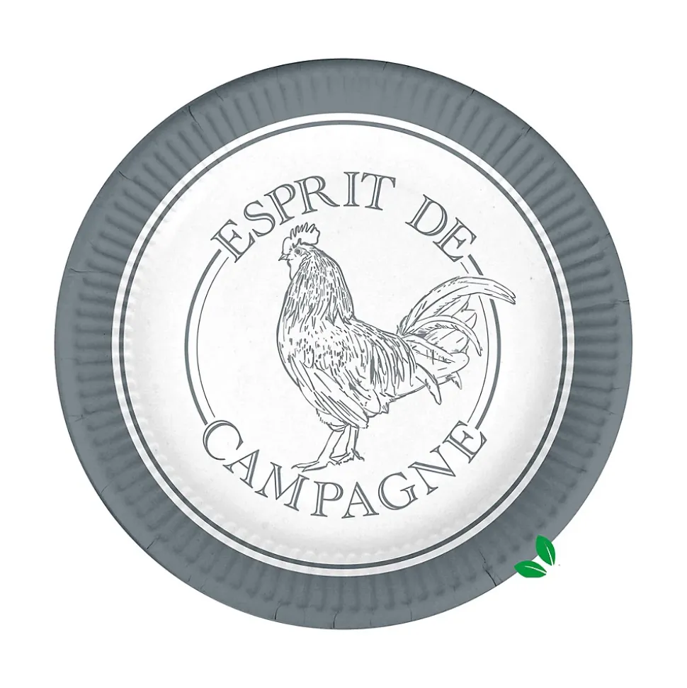 Set de 10 assiettes en carton 23 cm Coq de campagne
