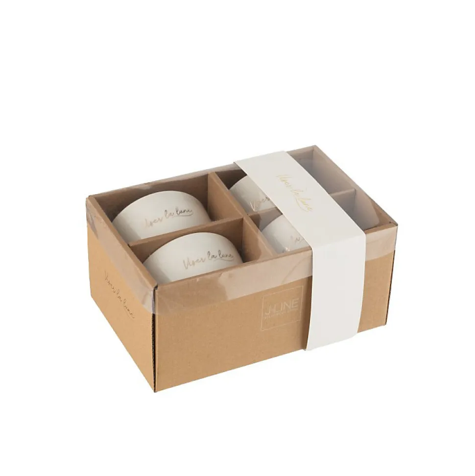 Set de 4 bols viser la lune en porcelaine blanc 11x11x7 cm