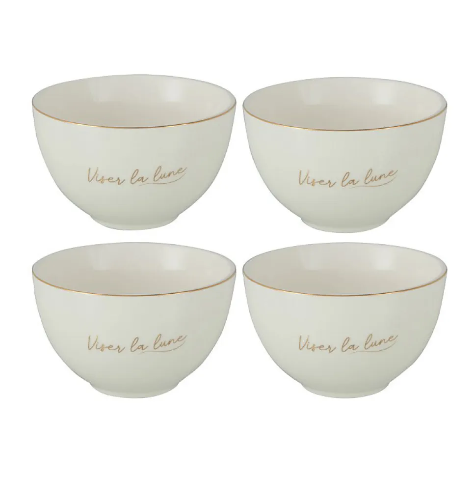 Set de 4 bols viser la lune en porcelaine blanc 11x11x7 cm