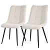 Set de 2 Chaises de Salle à Manger Beige, avec Revêtement en Tissu Polyester et Pieds Métalliques Noirs