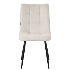 Set de 2 Chaises de Salle à Manger Beige, avec Revêtement en Tissu Polyester et Pieds Métalliques Noirs