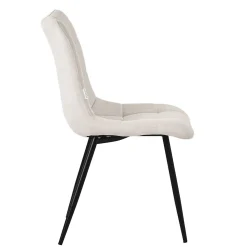 Set de 2 Chaises de Salle à Manger Beige, avec Revêtement en Tissu Polyester et Pieds Métalliques Noirs