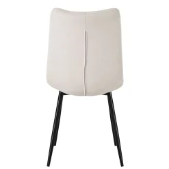 Set de 2 Chaises de Salle à Manger Beige, avec Revêtement en Tissu Polyester et Pieds Métalliques Noirs