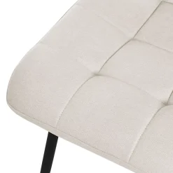 Set de 2 Chaises de Salle à Manger Beige, avec Revêtement en Tissu Polyester et Pieds Métalliques Noirs