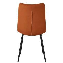 Set de 2 Chaises de Salle à Manger Orange, avec Revêtement en Tissu Polyester et Pieds Métalliques Noirs