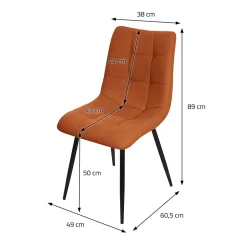 Set de 2 Chaises de Salle à Manger Orange, avec Revêtement en Tissu Polyester et Pieds Métalliques Noirs