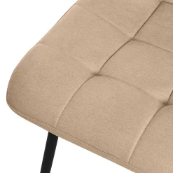 Set de 2 Chaises de Salle à Manger Marron Clair, avec Revêtement en Tissu Polyester et Pieds Métalliques Noirs