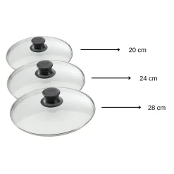 Set de 3 couvercles de cuisson en verre 20 cm 24 cm et 28 cm Elo