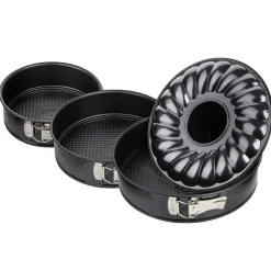 Set de 2 moules à manqué et 1 moule à manqué et savarin diamètres 20, 24 , 28 cm Zenker Black Metallic