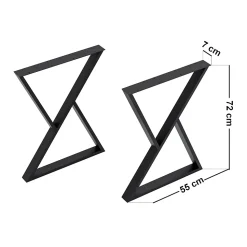 Set de 2 pieds de table Karvia acier 72 x 55 x 7 cm noir en.casa