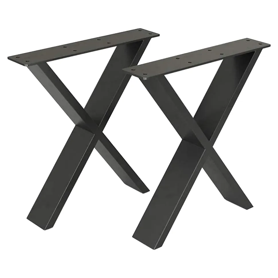 Set de 2 pieds de table Maribo forme X en acier 72 x 55 x 6 cm en.casa