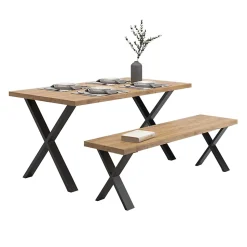 Set de 2 pieds de table Maribo forme X en acier 42 x 40 x 6 cm en.casa