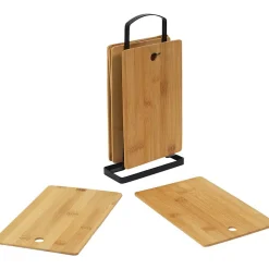Set de 6 planches à découper en bambou avec socle en métal