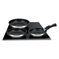 Set de 3 poeles - Arthur Martin - AM2196 - 20-24-26 cm - Acier inoxydable - Poignée amovible - Tous feux dont induction