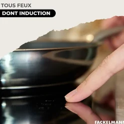 Set de 1 poêle de 20 cm en inox et couvercle en verre Fackelmann Eterna