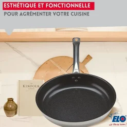 Set de 3 Poêles 24, 28 et 32 cm céramique sans PFAS et 3 couvercles Profi Therm Platinum Elo