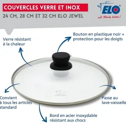 Set de 3 Poêles 24, 28 et 32 cm céramique sans PFAS et 3 couvercles Profi Therm Platinum Elo