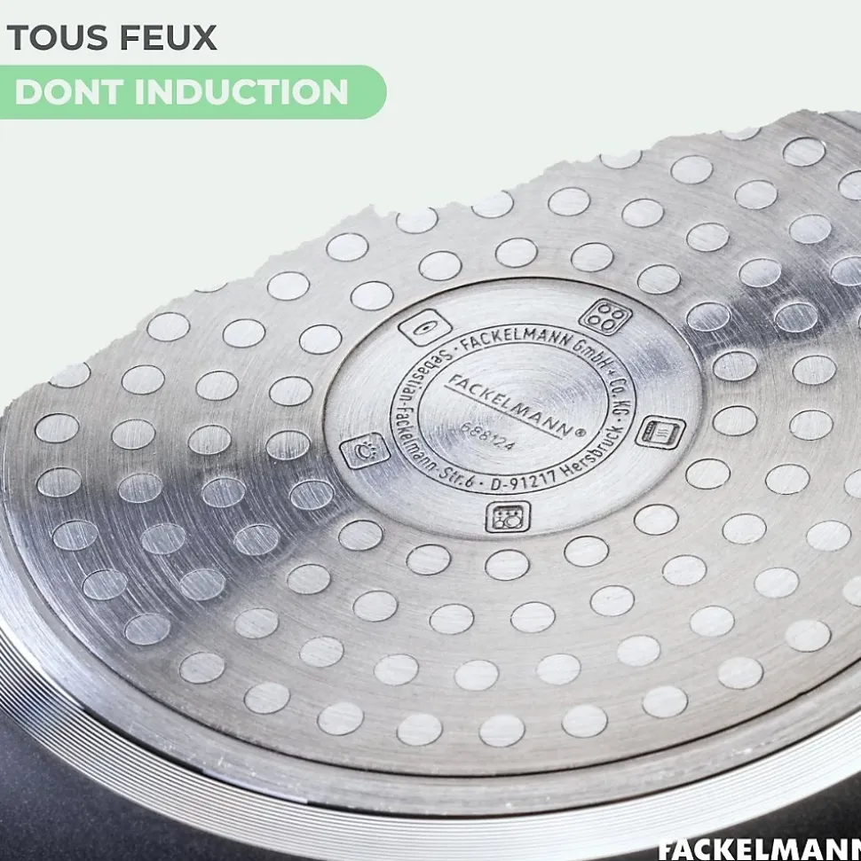 Set de 3 poêles 20 24 et 28 cm et 3 casseroles 16, 18 et 20 cm antiadhésives céramique et 6 ustensiles Fackelmann Brandao