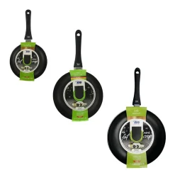 Set de 3 poêles à frire 20 cm 24 cm et 28 cm fond en nid d'abeille et doseur d'huile Elo Smart Life