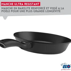 Set de 3 poêles à frire 24 cm 28 cm et 32 cm sans PFAS Elo Alucast