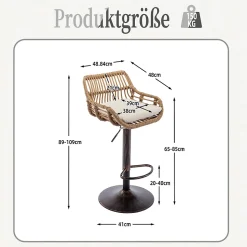 Set de 2 tabourets de bar modernes avec hauteur réglable et repose pieds Pour cuisine salle à manger Beige