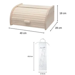 Set de 3 ustensiles pour le pain avec Huche à pain en bois pain et 2 Sacs de conservation en coton Fackelmann Boissellerie