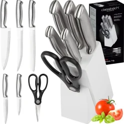 Set de couteaux avec support 7 pièces blanc Classbach C-MBS4018-Blanc