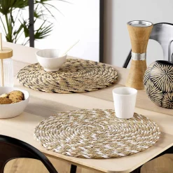 Set de table en paille de jonc (Noir)