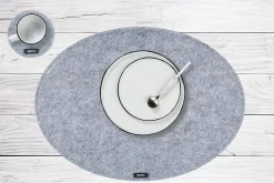 Set de table ovale - 6 pièces - Feutre recyclé gris