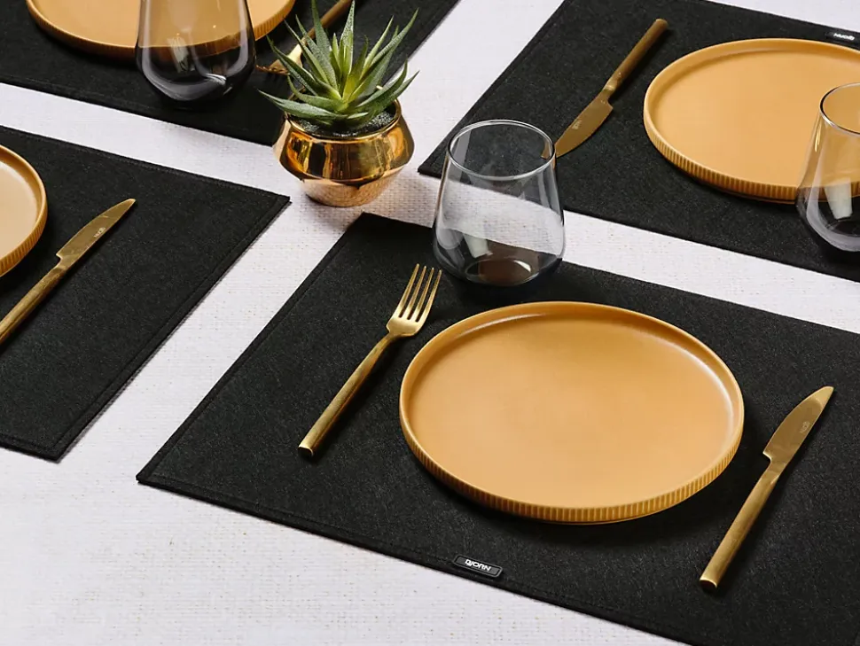 Set de table rectangulaire - 6 pièces - Feutre recyclé noir