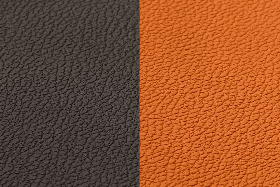 Set de table rectangulaire réversible - 6 pièces - Cuir recyclé orange et chocolat