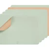 Set de table rectangulaire réversible - 6 pièces - Cuir recyclé rose pâle et vert pâle
