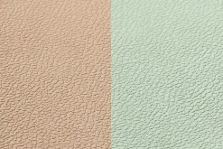 Set de table rectangulaire réversible - 6 pièces - Cuir recyclé rose pâle et vert pâle