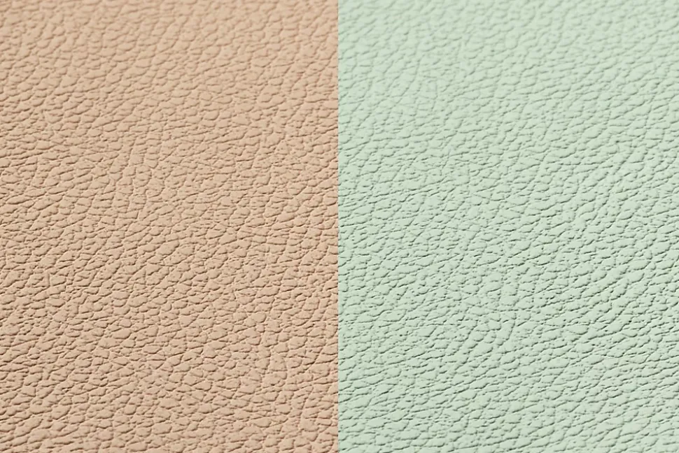 Set de table rectangulaire réversible - 6 pièces - Cuir recyclé rose pâle et vert pâle