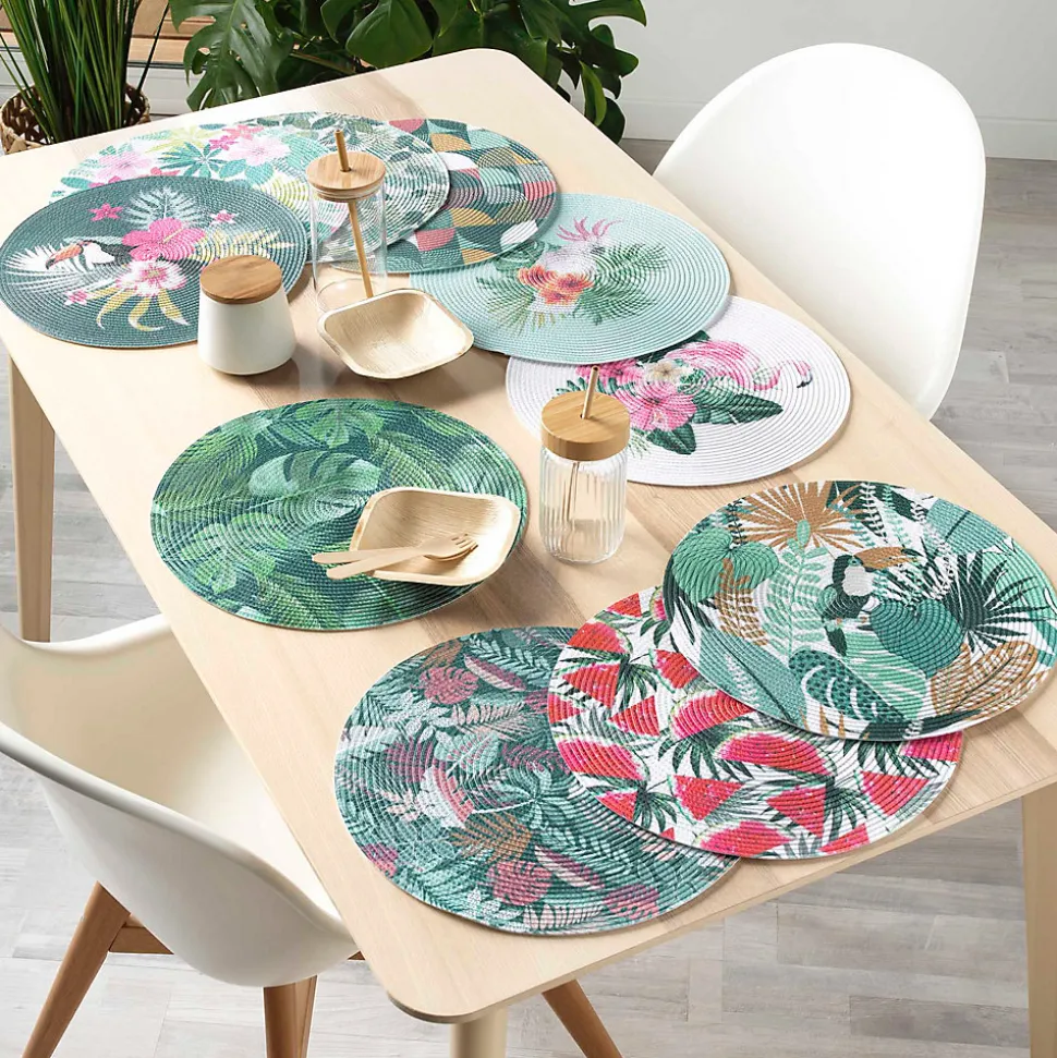 Set de table rond ambiance Flamingo