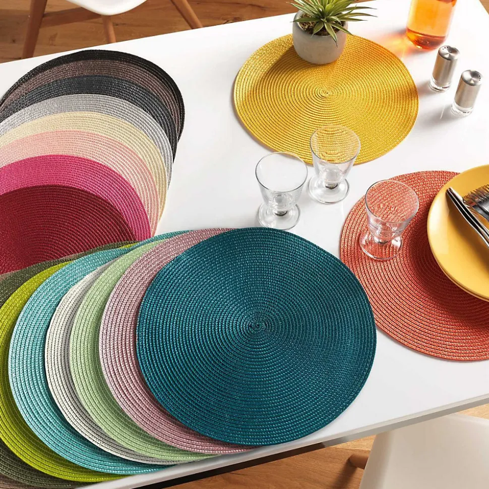 Set de table rond et coloré (35 cm - Ivoire)