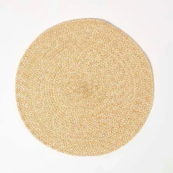 Set de table rond tressé or, lot de 4 - HOMESCAPES